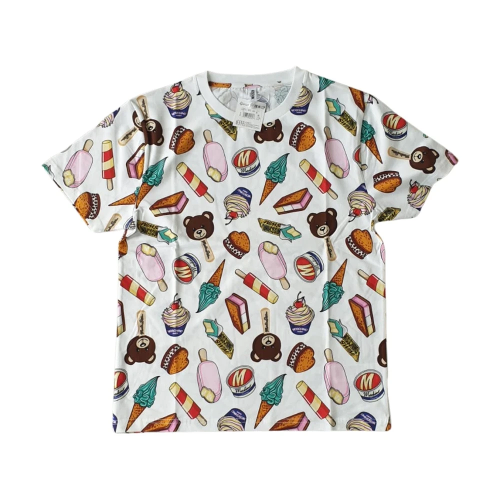 Moschino Men's Multicolor T-Shirts, L, Icecream Gelato Logo Stretch Jersey Top