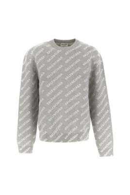 Grå Bomull Logo Textur Sweatshirt