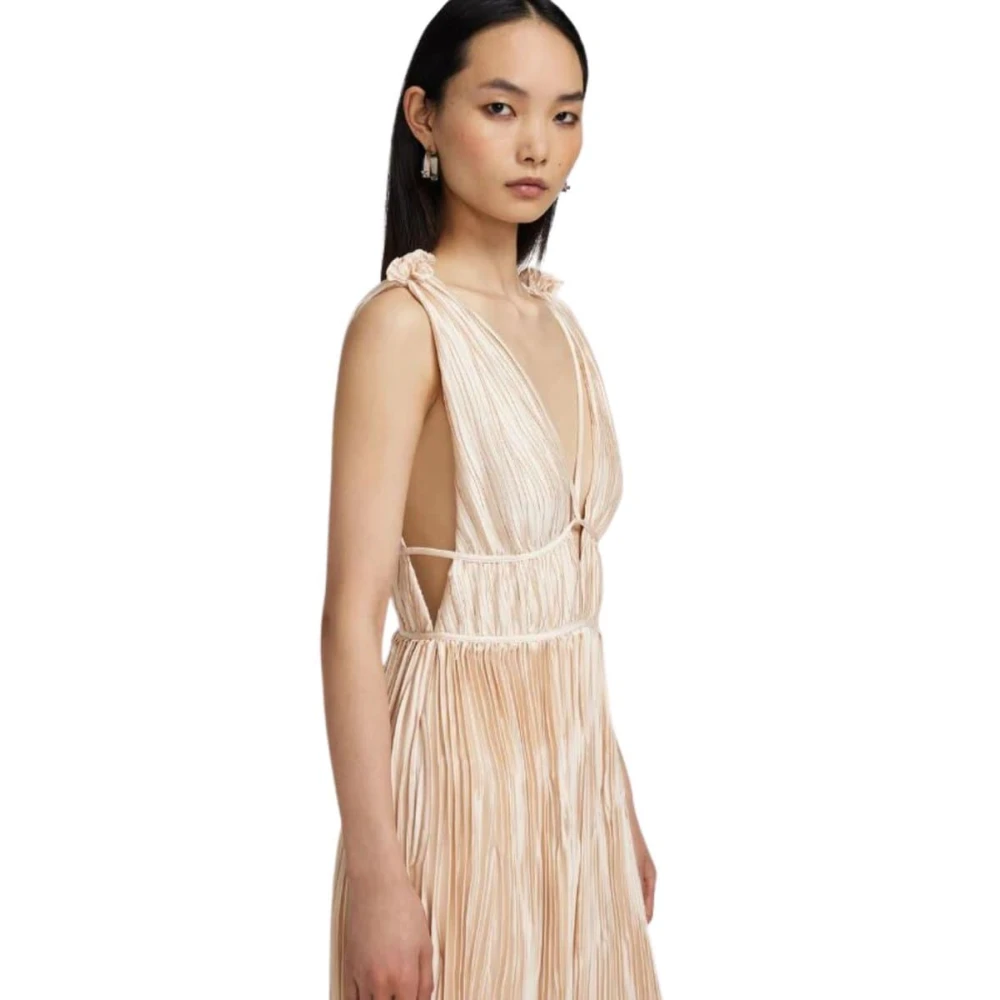 Simkhai Blush Griekse Silhouet Geplooide Jurk Beige Dames