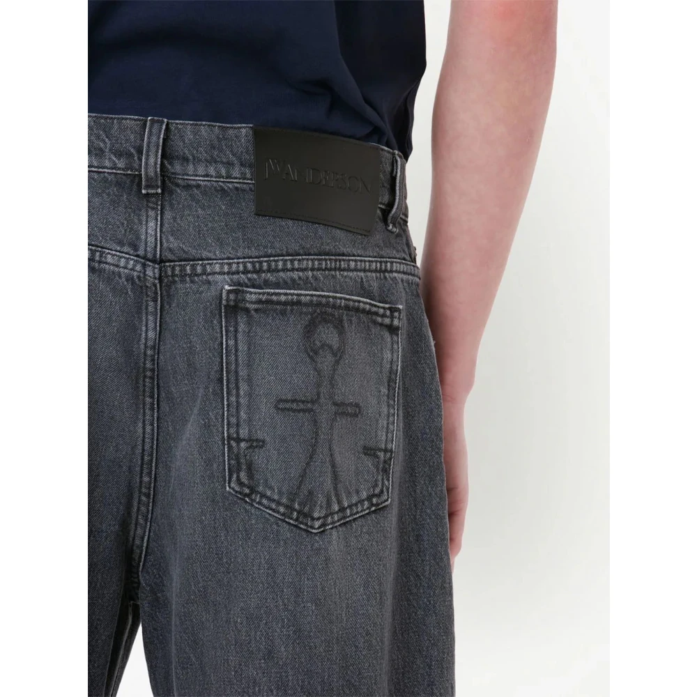 JW Anderson Houtskoolgrijze Distressed Bucket Jeans Gray Dames
