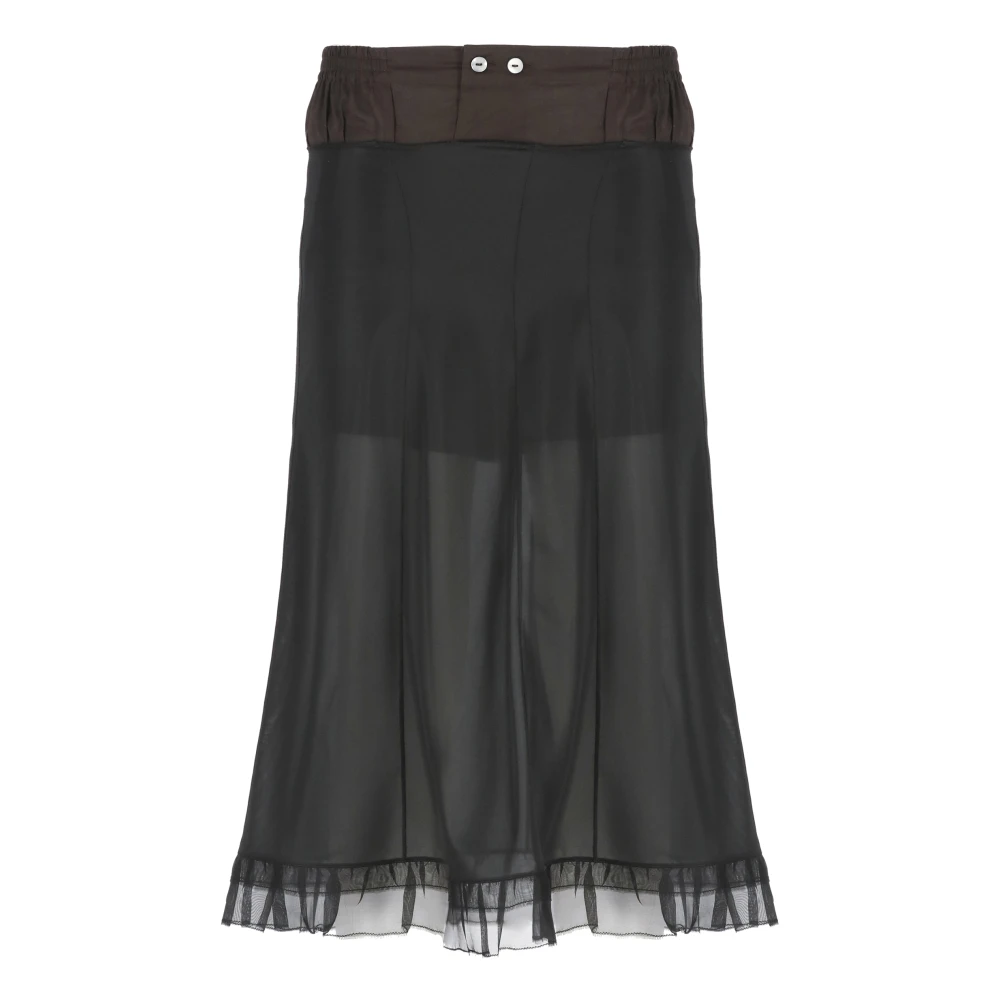 Maison Margiela Zwarte Tule Rok met Strikdetail Black Dames