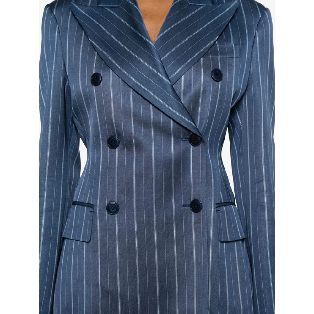 Ermanno Scervino Blauw Gestreepte Double-Breasted Blazer Blue Dames