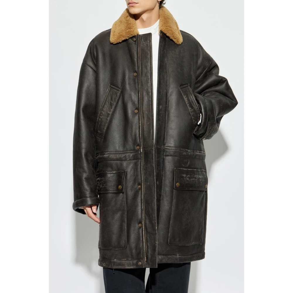 Balenciaga Lamsvel Shearling Jas Brown Heren