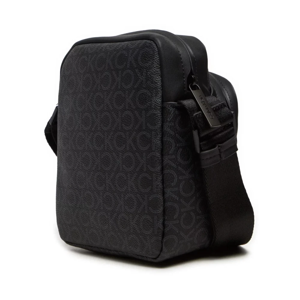 Calvin Klein Zwarte Monogram PU Leren Schoudertas Black Heren