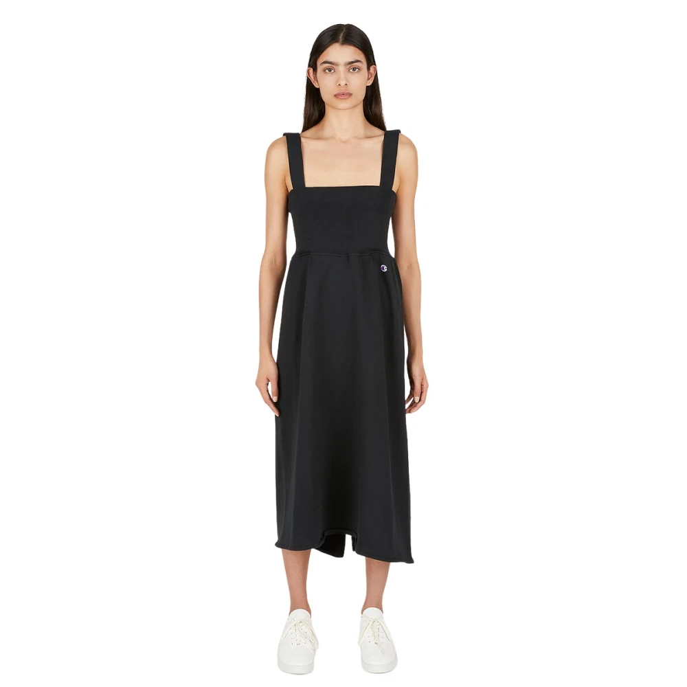Champion Vierkante Hals Midi Jurk Black Dames
