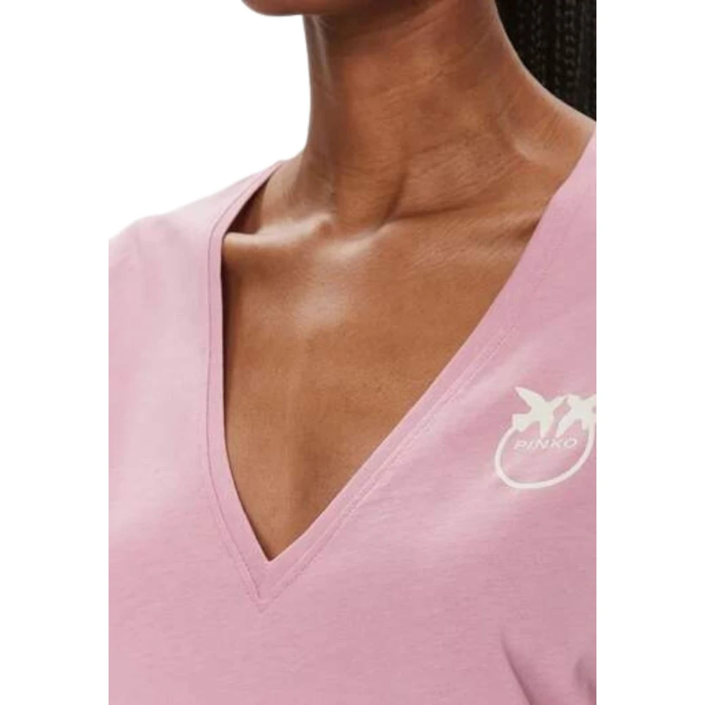 pinko Casual Katoenen T-shirt Pink Dames