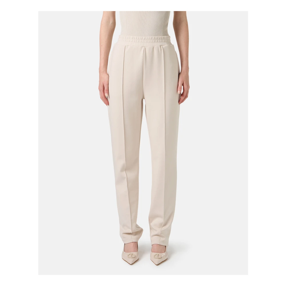 Iceberg Stofkleurige broek in scuba-effect fleece stof met ijsberglogo Beige Dames