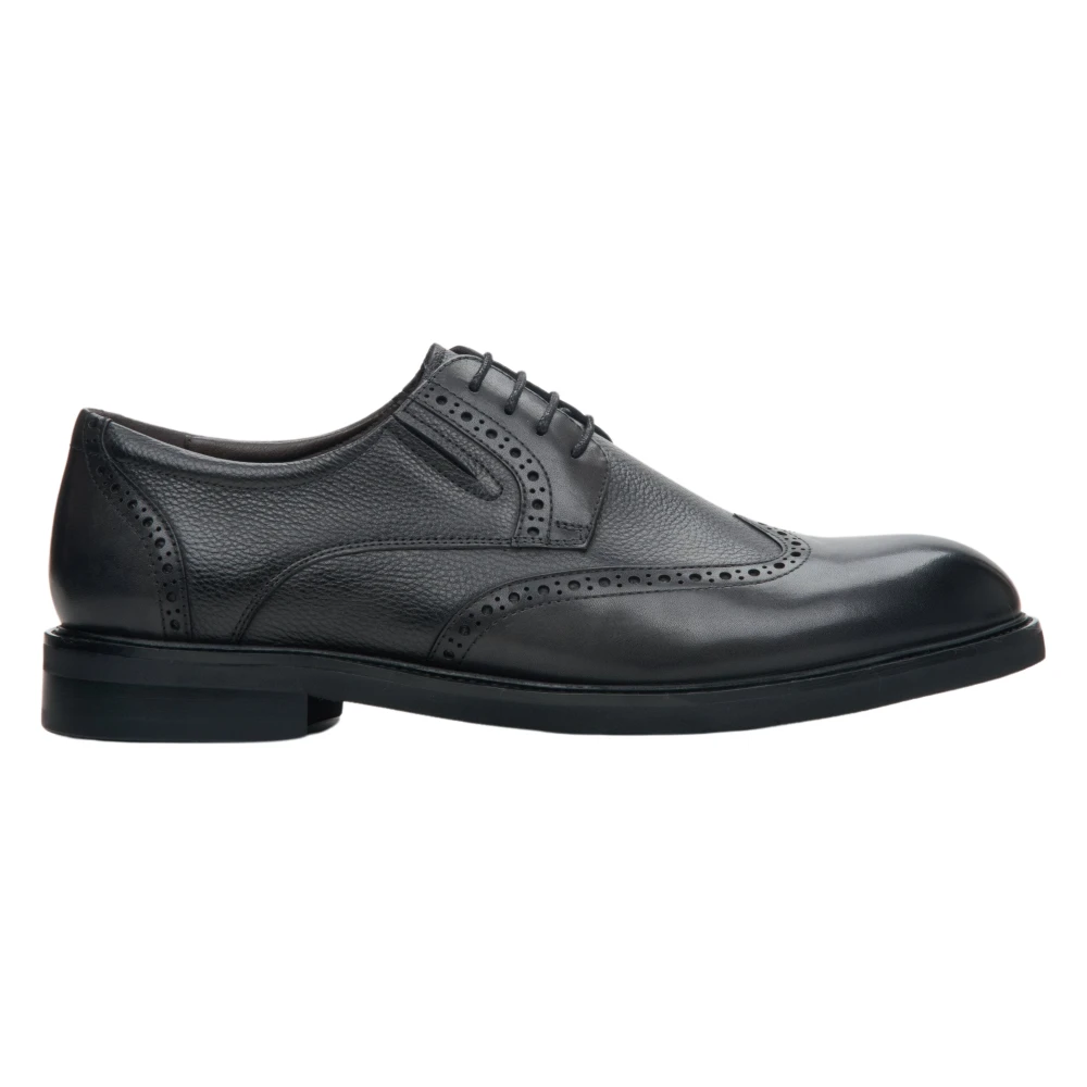 Estro Uomo Nero - Brogue Nere In Pelle Con Perforazioni Decorative - Shoes - 43 Eu