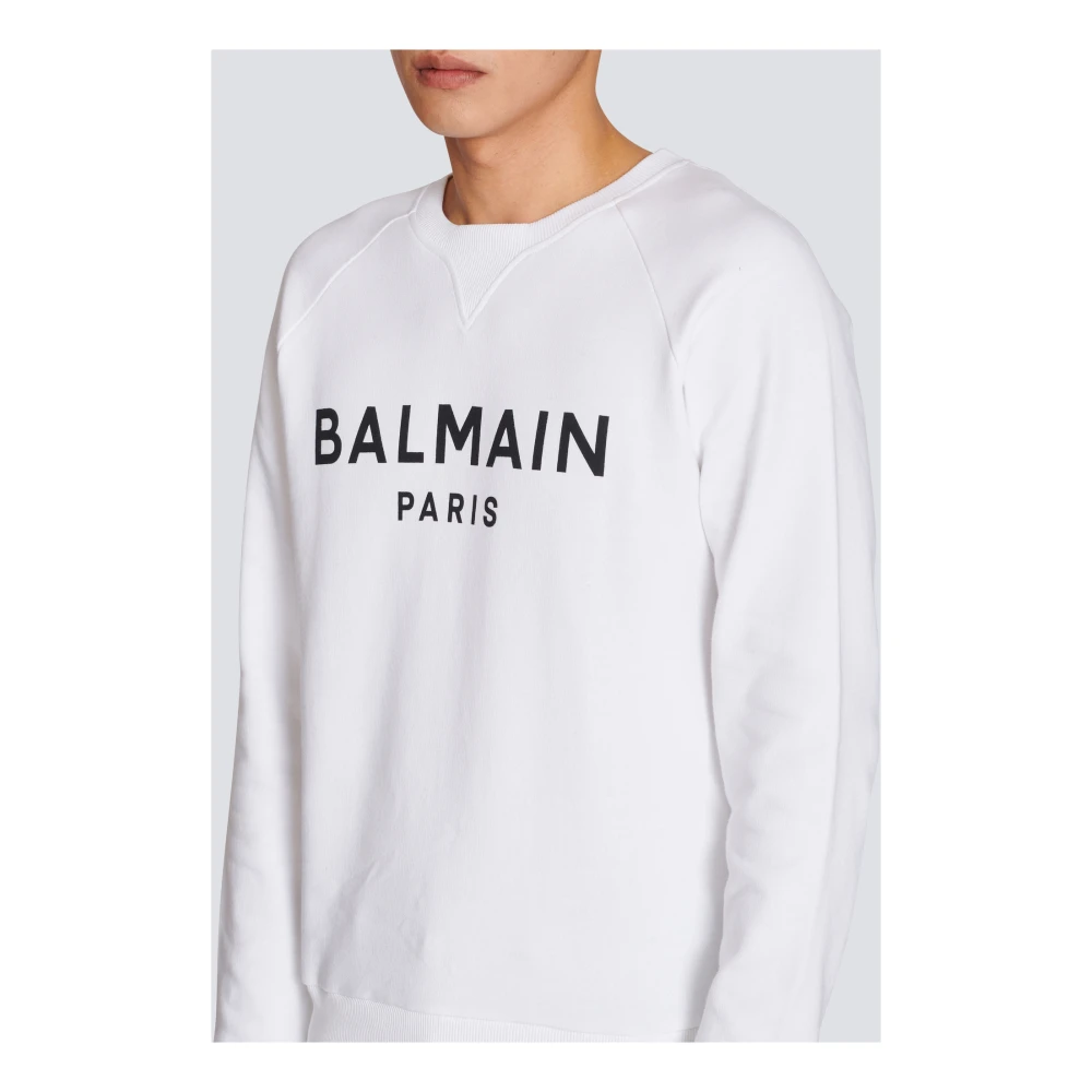 Balmain Katoenen bedrukte logo-sweatshirt White Heren