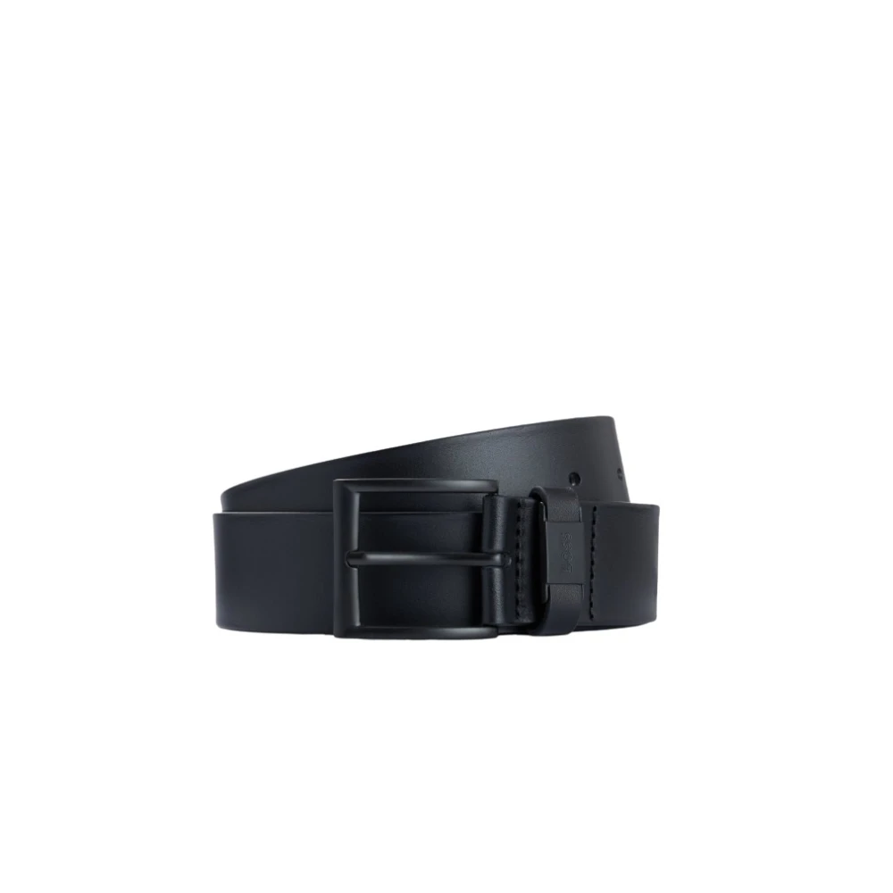 Hugo Boss Minimalistische Leren Riem met Matte Gesp Black Heren