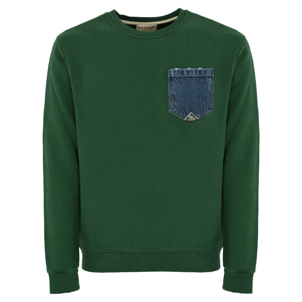 Roy Roger's Groene Katoenen Sweatshirt met Denim Zak Green Heren