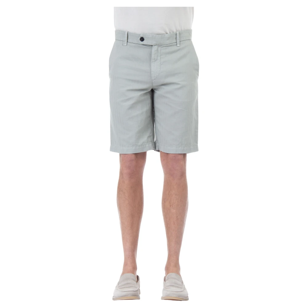 Eleventy Men's Green Cotton-Linen Bermuda Shorts