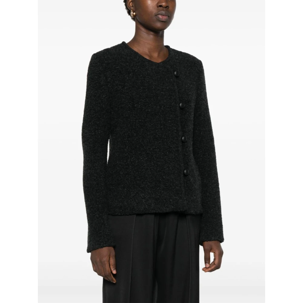 Emporio Armani Grijze Bouclé Double-Breasted Jas Gray Dames