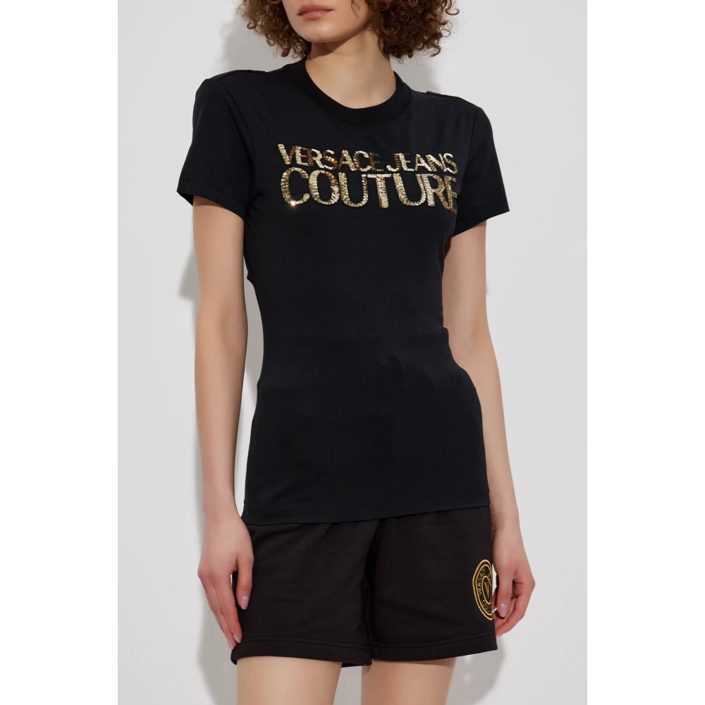 Versace Jeans Couture T-shirt met achteruitsnede Black Dames