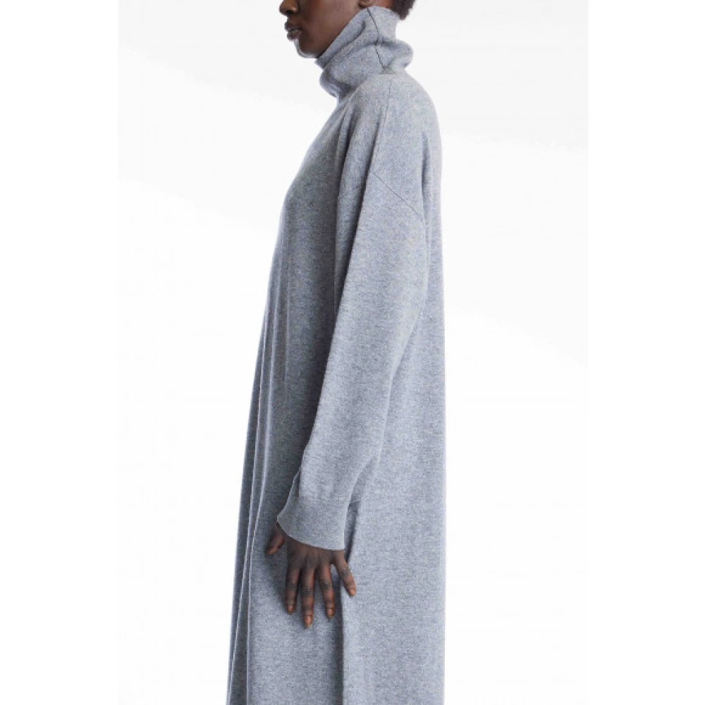 One & Other Merino Wol Gebreide Midi Jurk Gray Dames