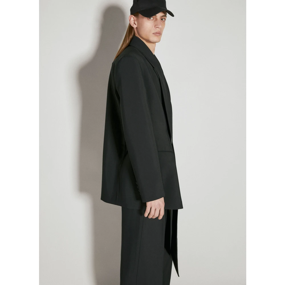 Mugler Getailleerde blazer met geïntegreerde sjaal Black Heren