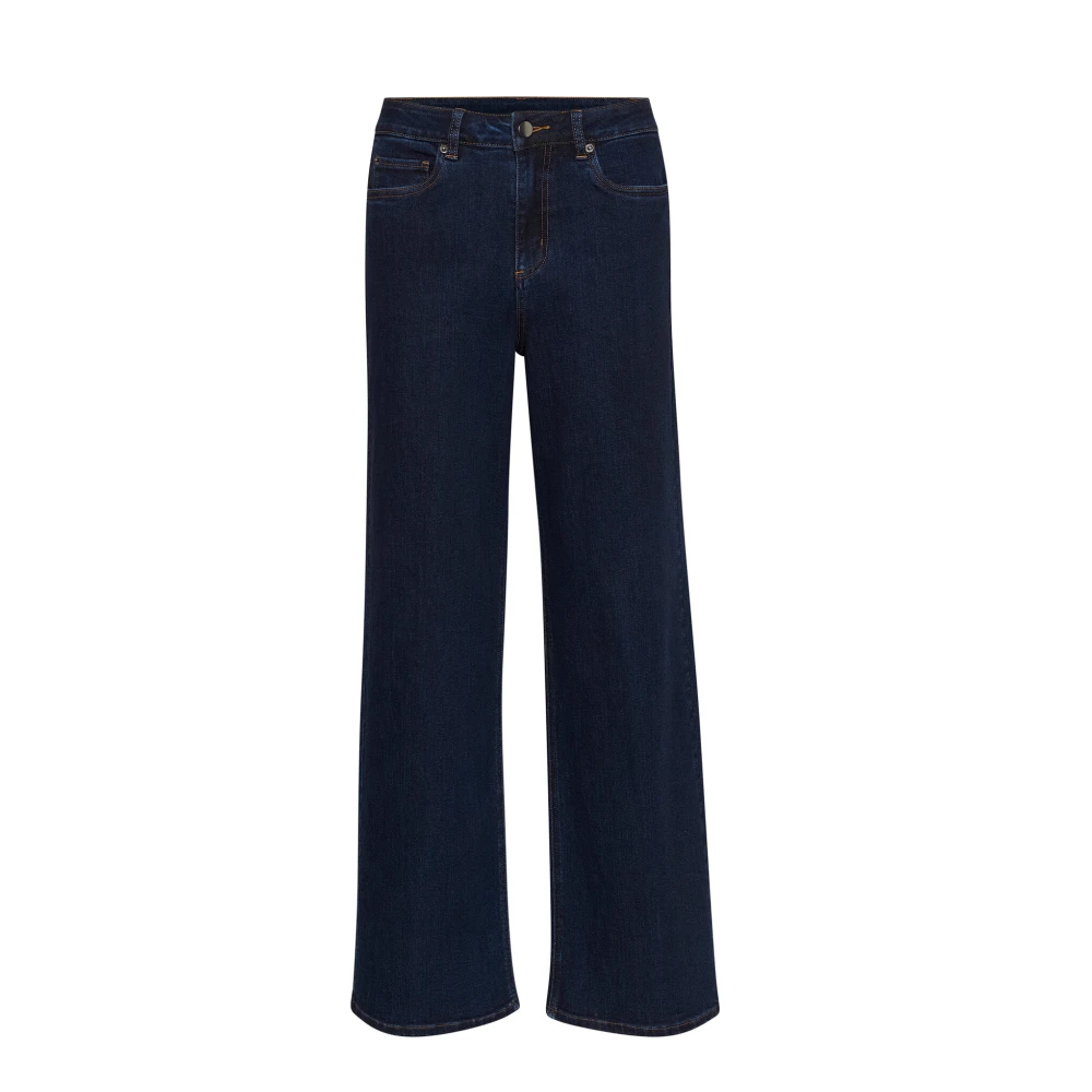 Kaffe Hoge Taille Jeans Donkerblauw Blue Dames