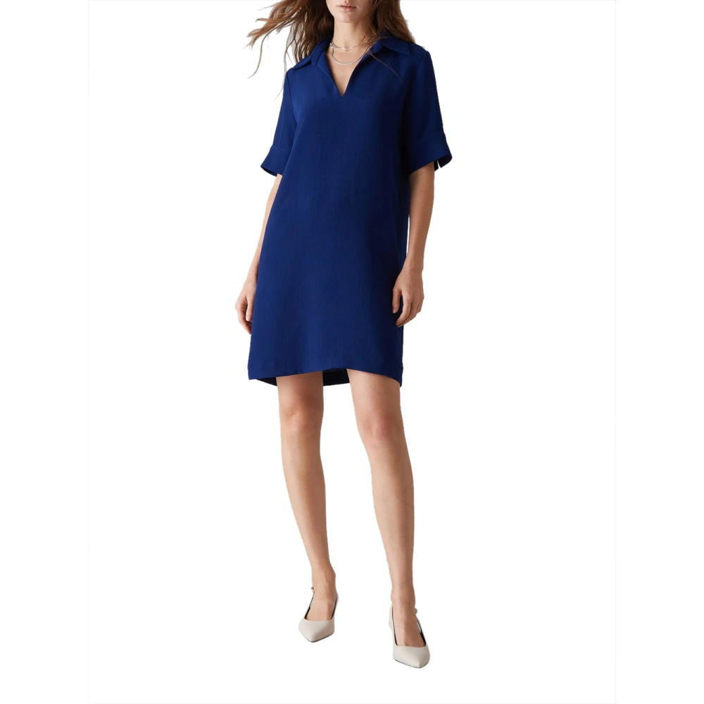 Marella Blauwe Mini Jurk met Overhemdkraag Blue Dames