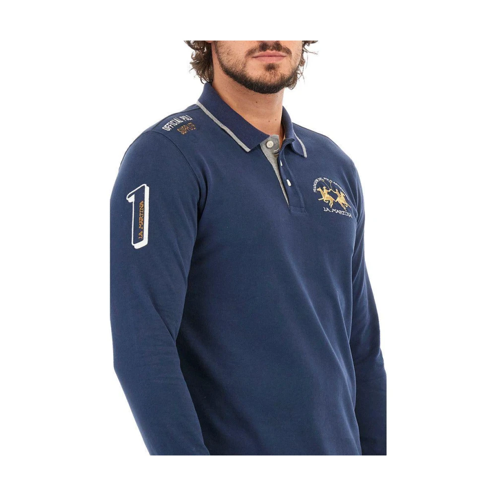 LA MARTINA Blauw poloshirt met lange mouwen Blue Heren