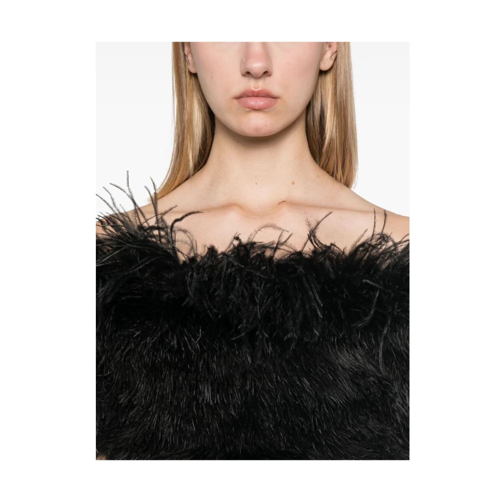SPORTMAX Verenafgewerkte zwarte jurk vierkante hals Black Dames