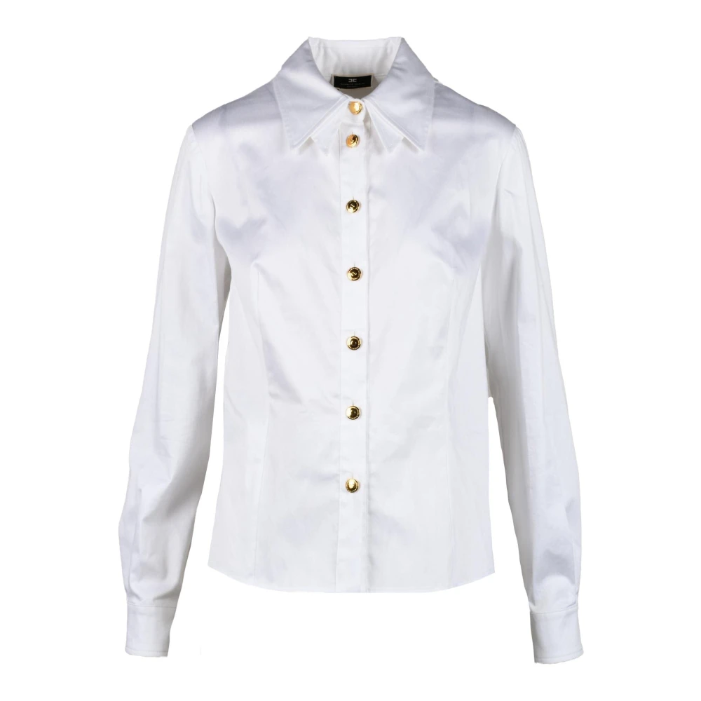 Elisabetta Franchi Katoenen overhemd met elastaan White Dames