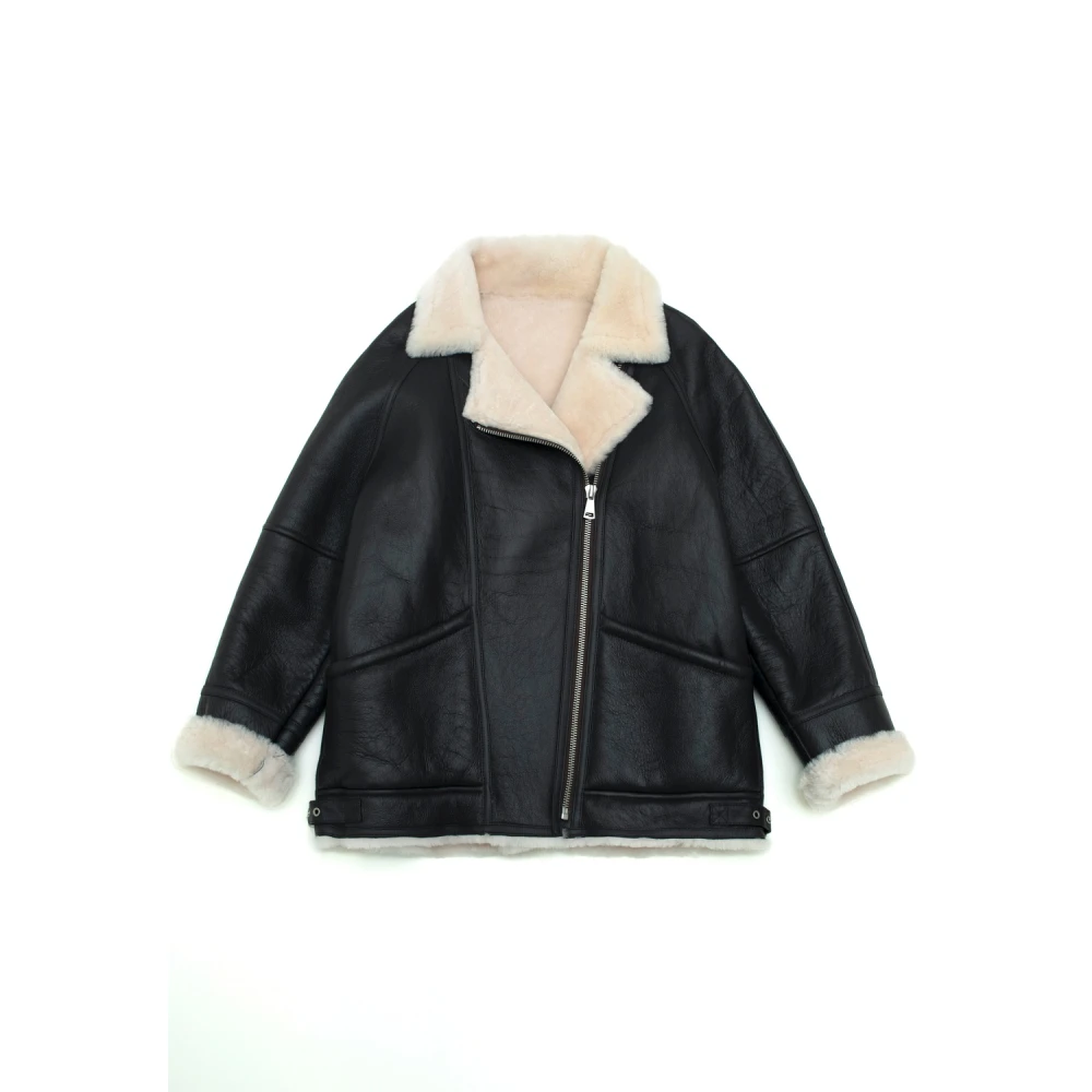 Just Things we Like Shearling jas Black Dames