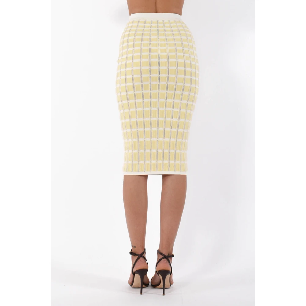 Elisabetta Franchi Geplooide Viscose Midi Rok Yellow Dames