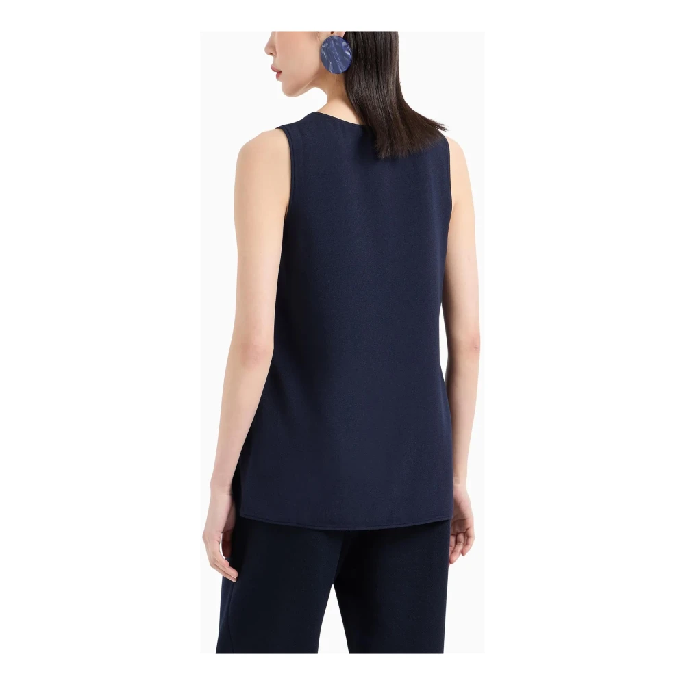 Emporio Armani Sablé Ronde Hals Mouwloze Shirt Blue Dames