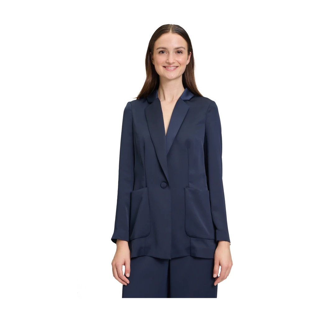 Vera Mont Klassieke Blazerjas met Zakken Blue Dames