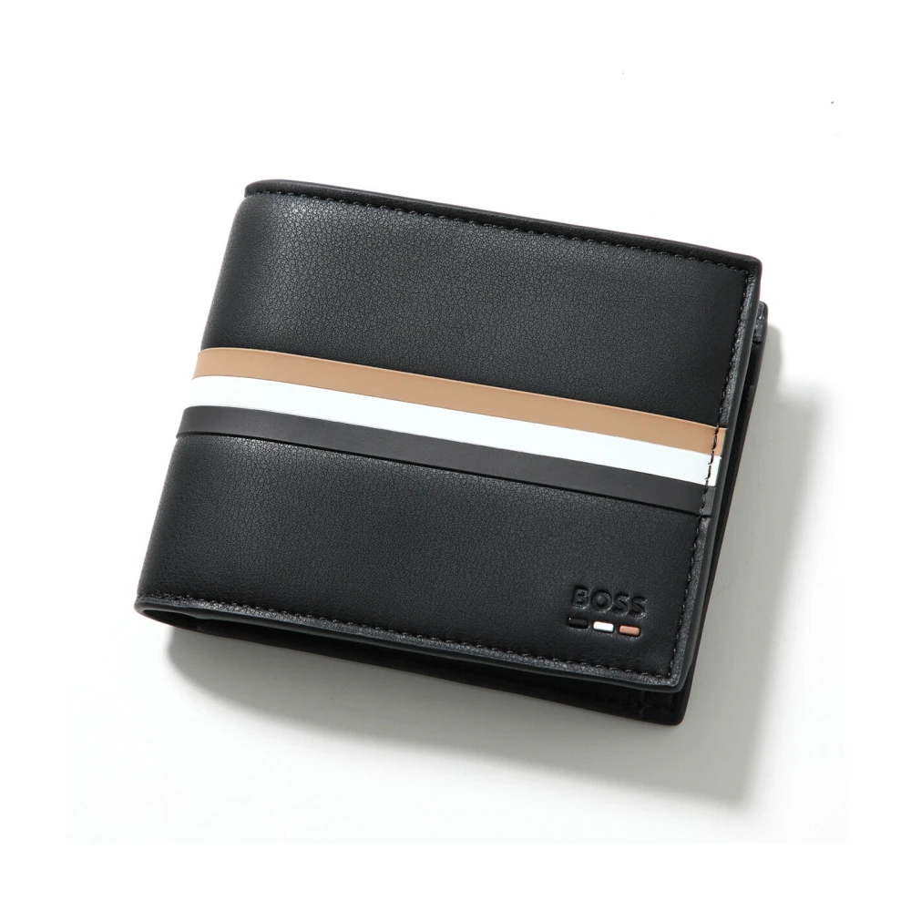 Hugo Boss Zwarte leren portemonnee Black Heren