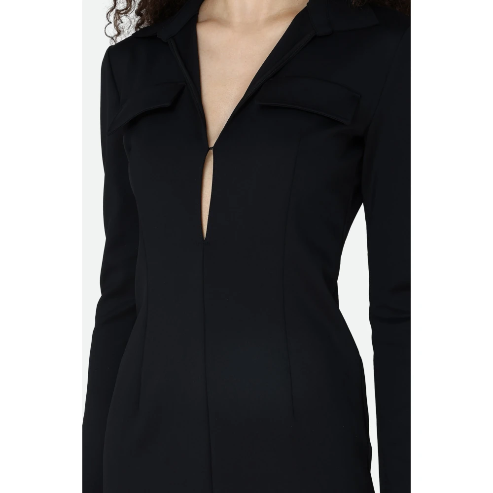 PATRIZIA PEPE Zwarte Sheath Jurk met V-Hals Black Dames