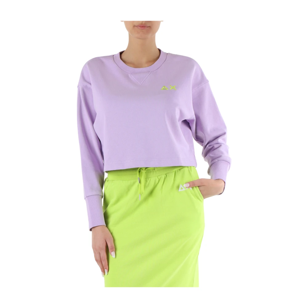 Sun68 Geborduurde cropped katoenen sweatshirt Purple Dames