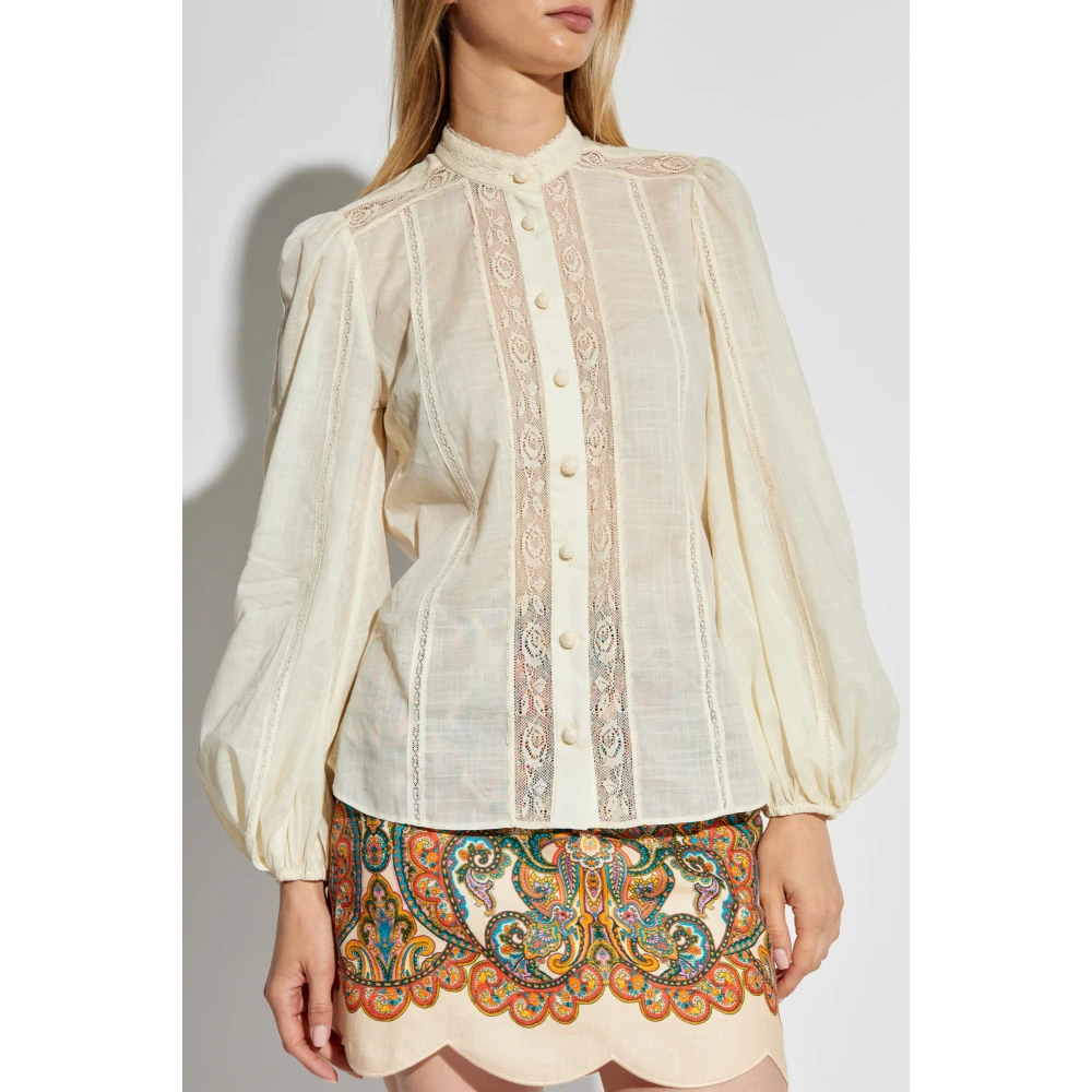 Zimmermann Staande Kraag Shirt Beige Dames
