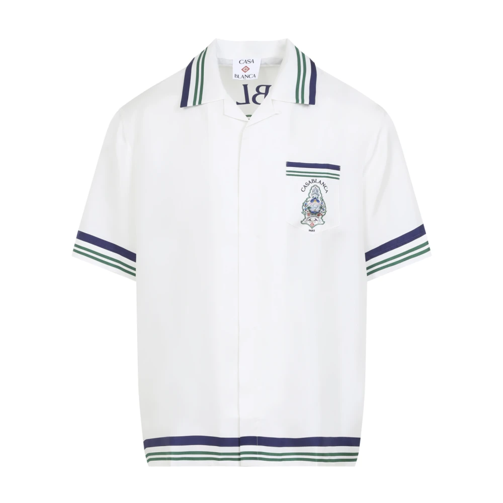 Casablanca Men's White Hotel Emblem Cuban Collar Short-Sleeve Shirt - Short Sleeve Shirts - Xl - Shirts