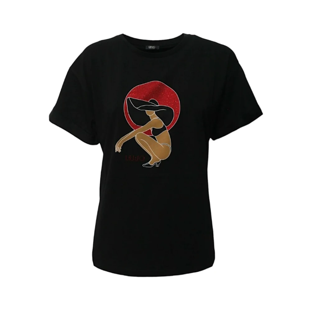 Liu Jo Women's Black T-Shirts, Xs, Basic T-Shirt With Round Neck