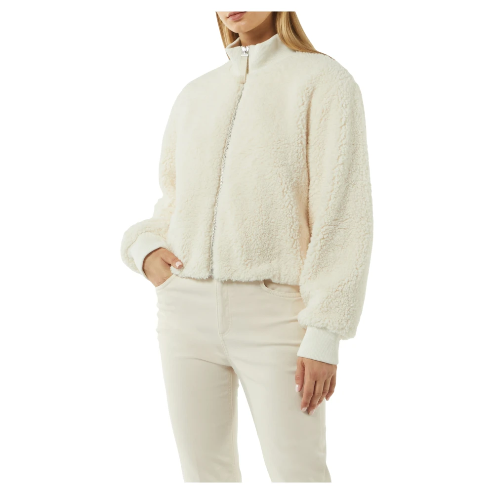 comma Gezellige Teddy-jas met geribbelde boorden Beige Dames