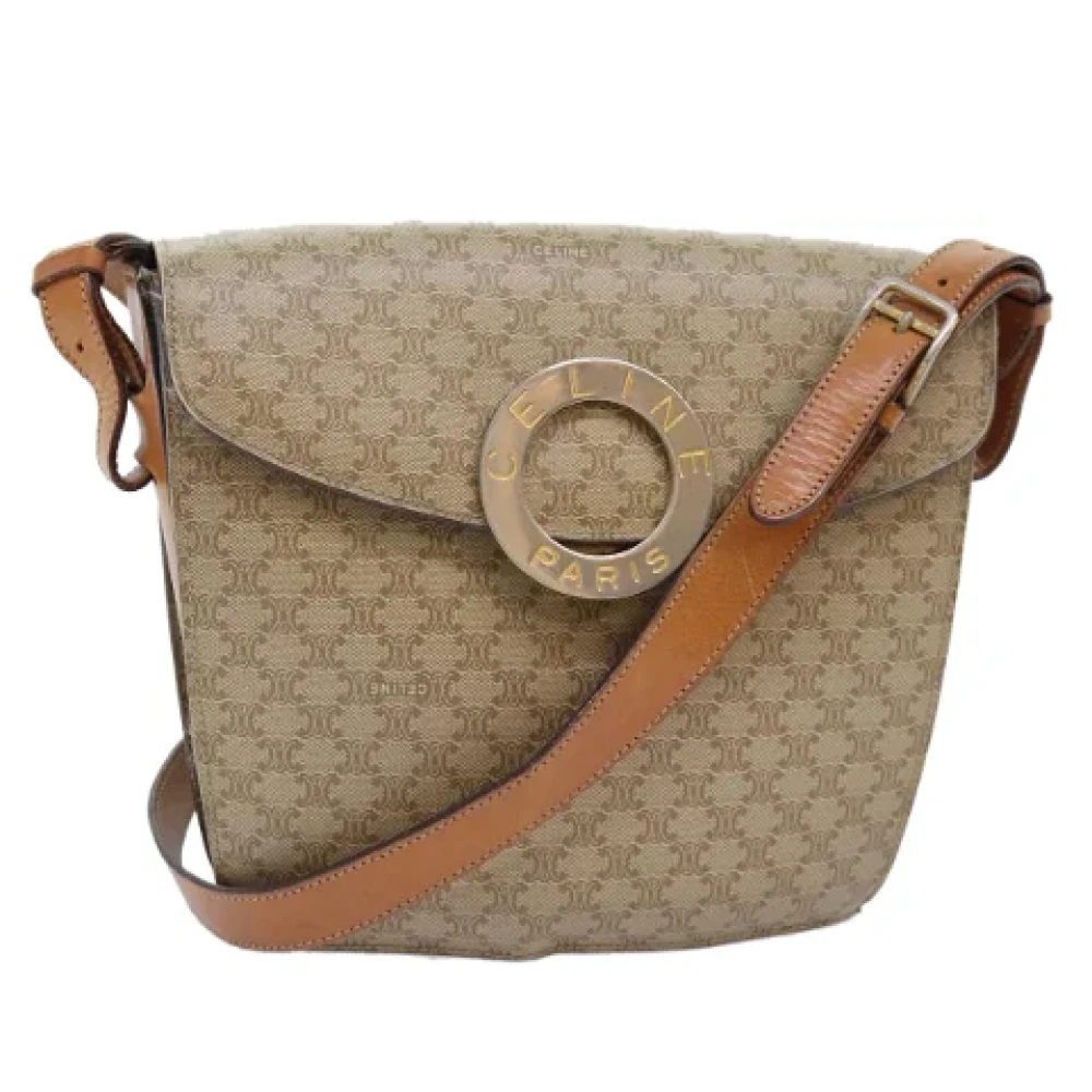 Celine Vintage Pre-owned Fabric shoulder-bags Beige Dames