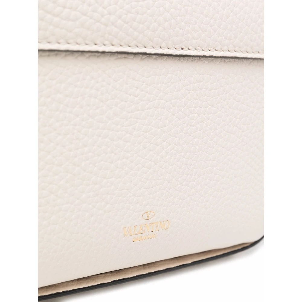 Valentino Garavani Studded Ivory Leren Schoudertas Beige Dames