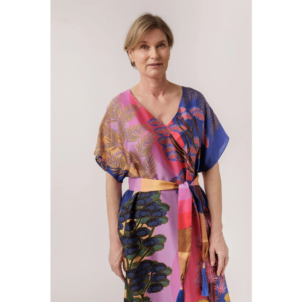 closed Woestijn Maxi Jurk met V-Hals Multicolor Dames