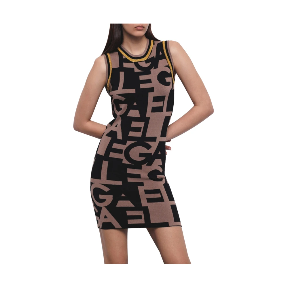 Gaëlle Paris Bruine Elegante Jurk met Geplooide Details Multicolor Dames