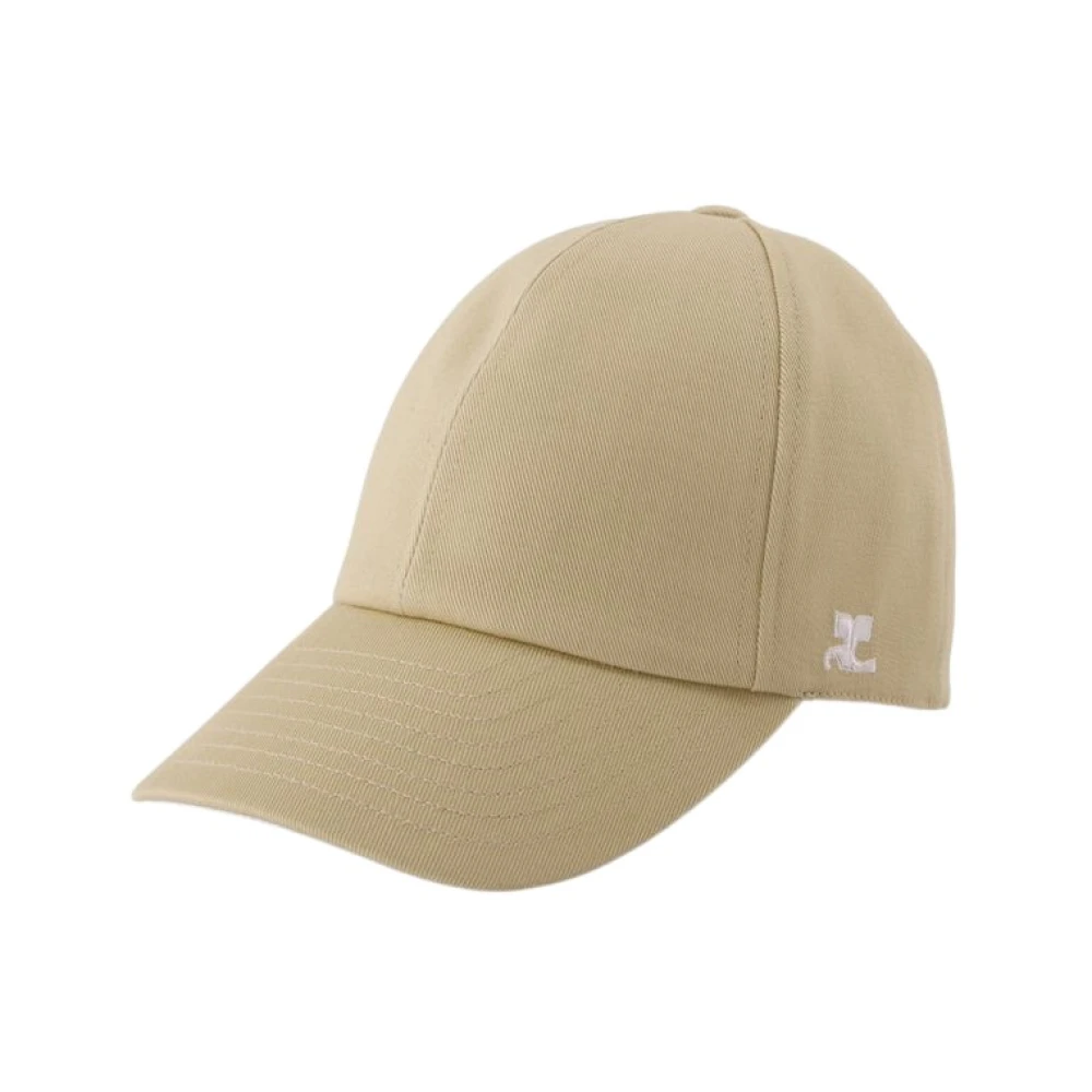 Courrèges Katoenen Signature Cap in Beige Dames