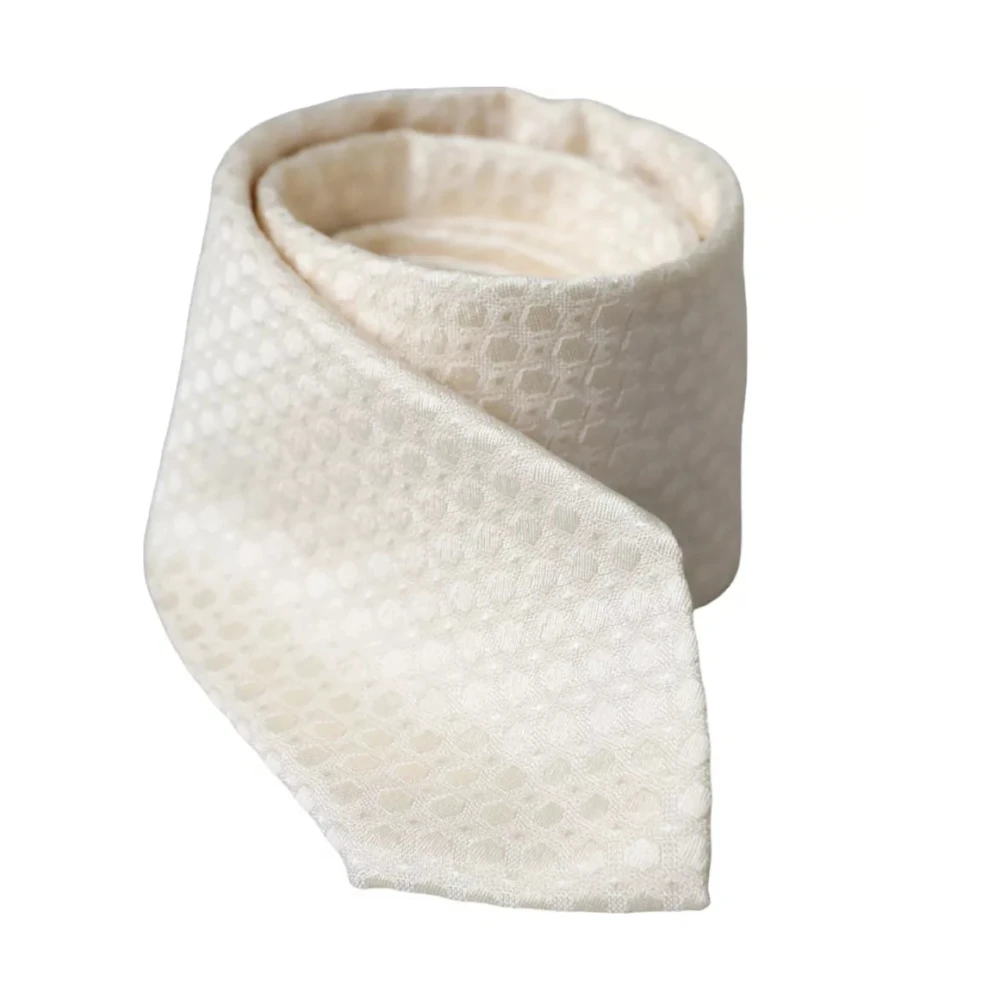 Dolce & Gabbana Off White Zijden Verstelbare Stropdas White Heren