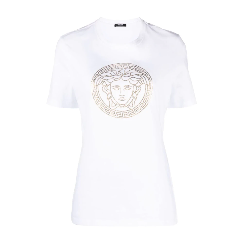 Versace Witte T-shirts en Polos met Folie Gedrukte Medusa White Dames
