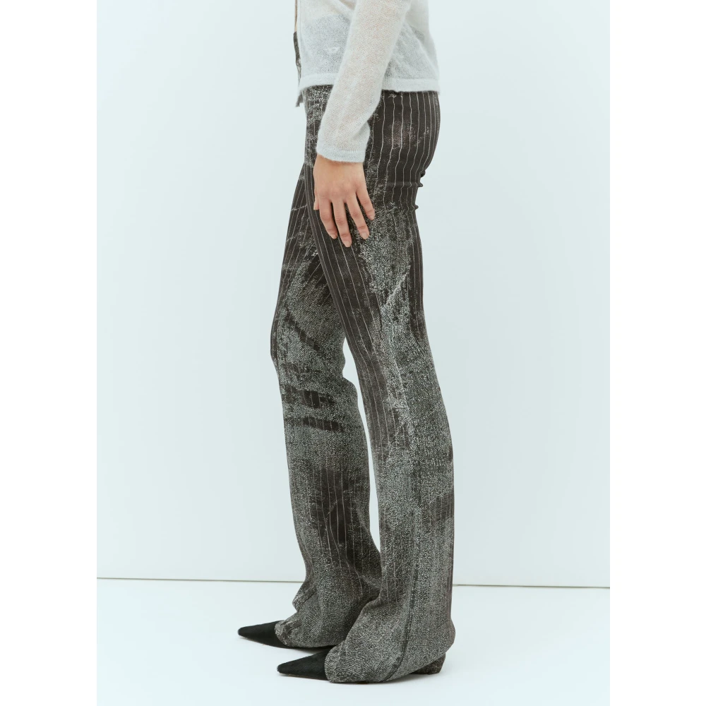 Diesel Grafische Print Stretch Broek Gray Dames