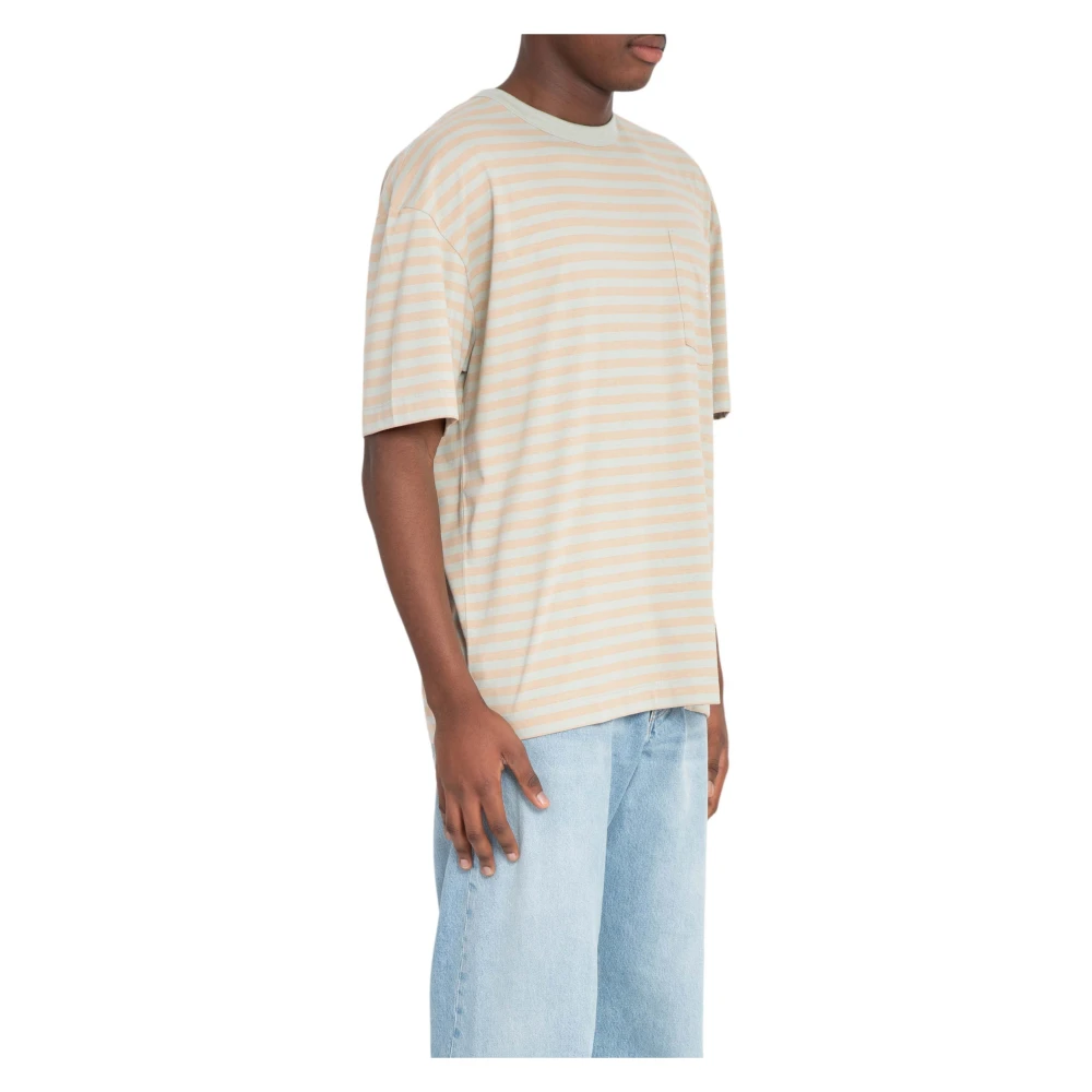 Études Gestreepte Accent Tee in Zand Beige Heren
