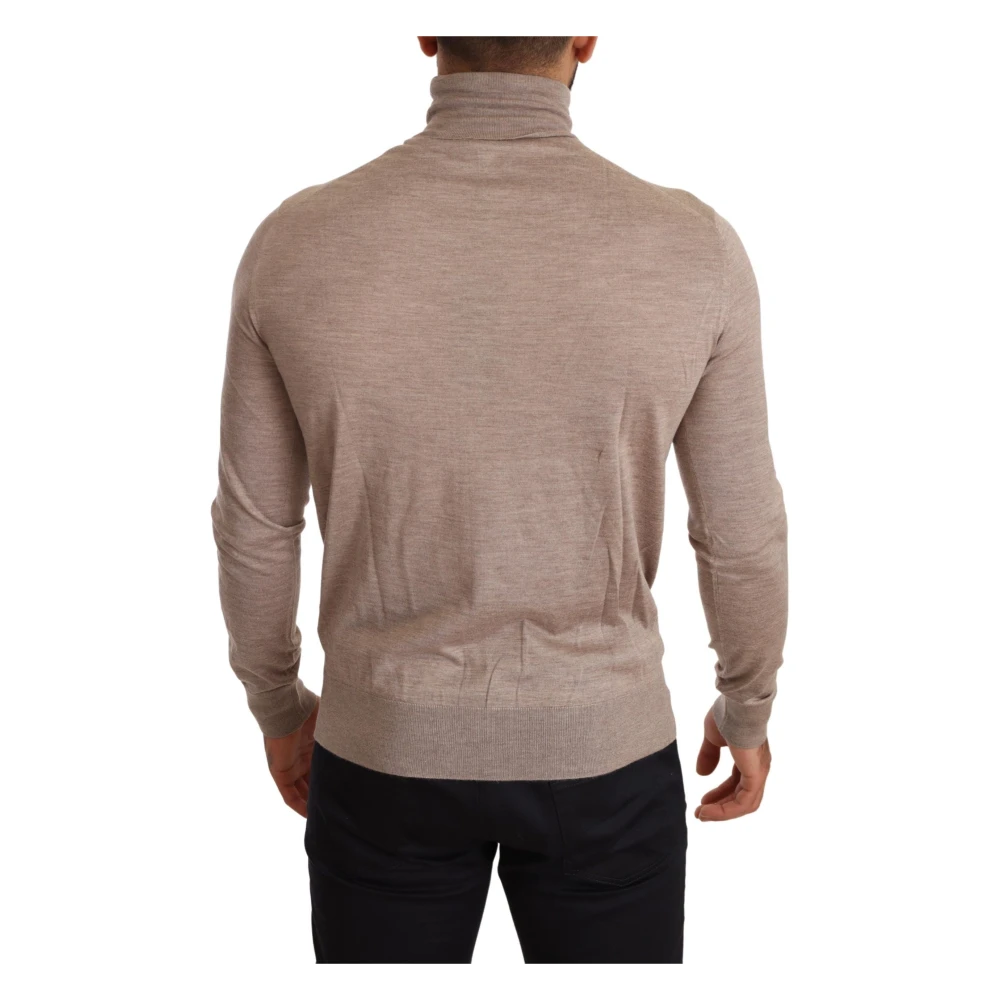 Dolce & Gabbana Beige Cashmere Silk Turtleneck Sweater Beige Heren
