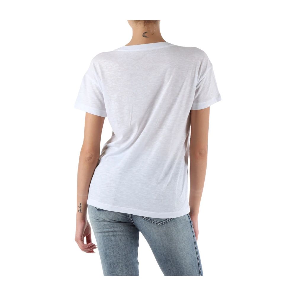Armani Exchange Vlam Katoen Logo Print T-shirt White Dames