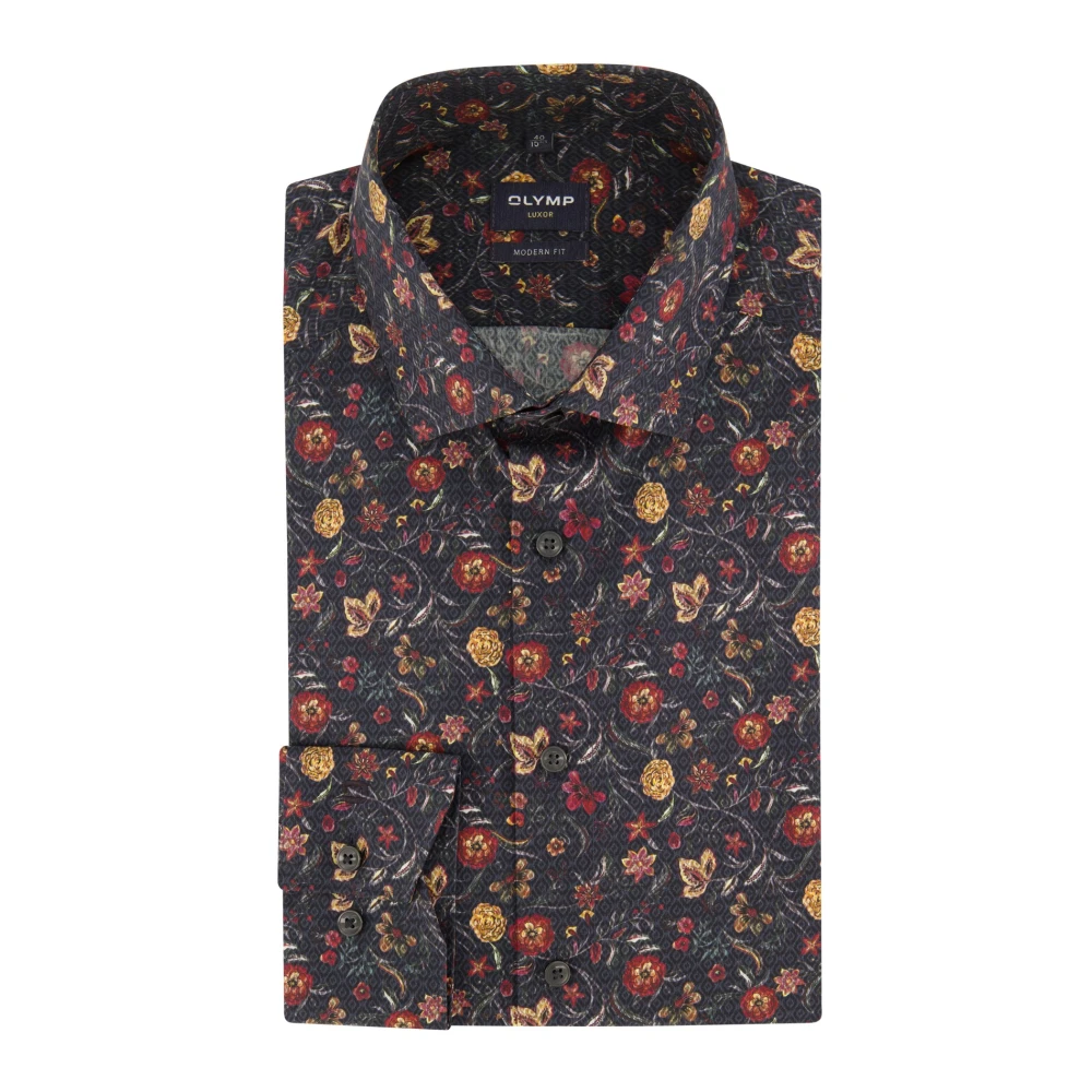 Olymp Donkerblauw zakelijk overhemd Multicolor Heren