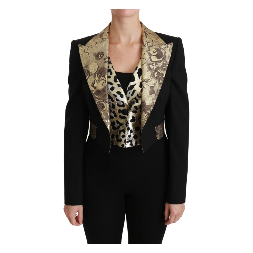 Dolce & Gabbana Black Jacquard Vest Blazer Coat Wool Jacket - IT40|S - Image 3
