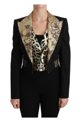 Lyxigt Blommigt Jacquard Svart Guld Ensemble